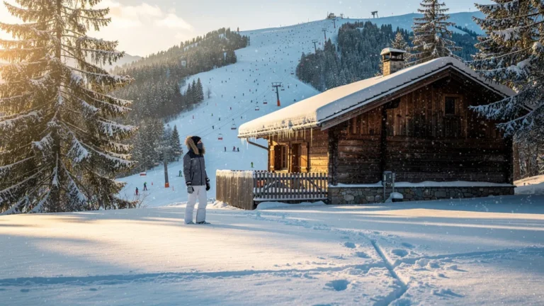 Chalet morzinois isolé loin des pistes du Pleney sous un ciel d'hiver clair et ensoleillé