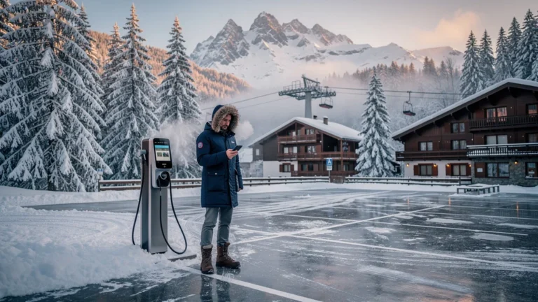 Investir à Morzine ou aux Gets : image hiver parking rentable, ambiance alpine réaliste et froide
