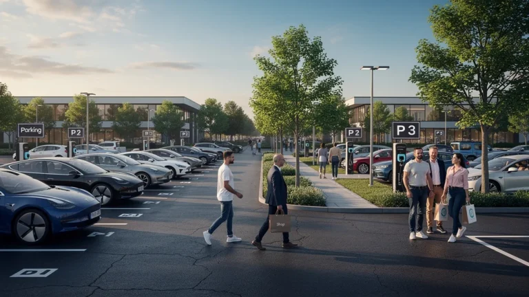 Comparaison hyperréaliste entre un grand parking et deux petits pour un même budget parking urbain
