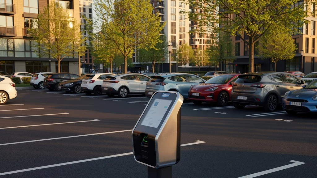 parking urbain moderne ensoleillé symbolisant les revenus mensuels d’un parking bien géré