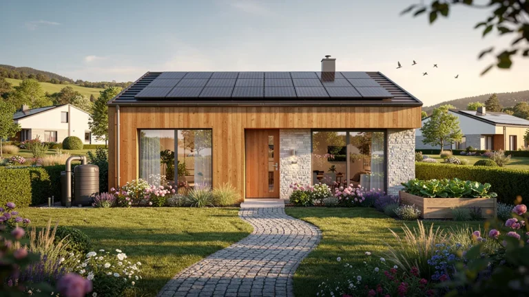 Maison moderne et jardin paysager illustrant l'harmonie habitat en investissement immobilier 2024