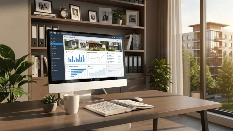 Bureau moderne lumineux illustrant une rédactrice spécialisée en investissement immobilier local ikl
